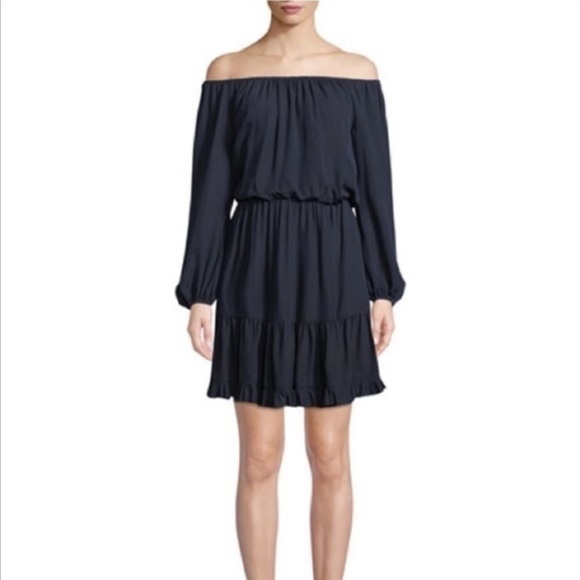 KOBI Halperin Navy blue tiered, pablum him off the shoulder, mini dress - Picture 1 of 13